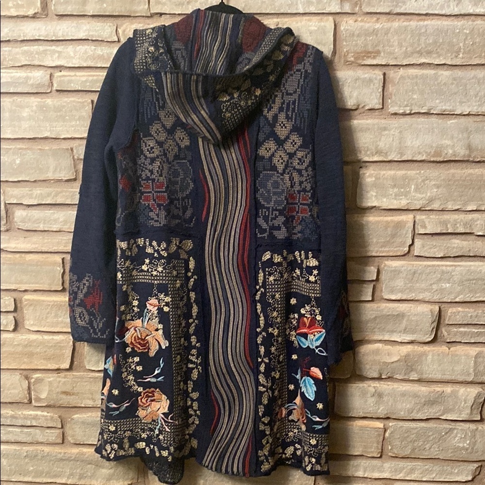 Paparazzi Womens Multicolor Floral Embroidered Knitted Cardigan Sweater Size L - Picture 10 of 13